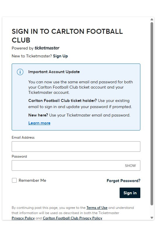 Step 1 Login to ticketmaster