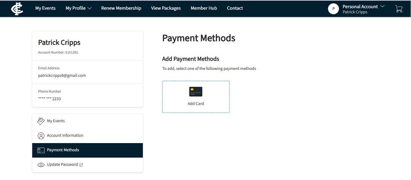 Step 2b payment method add card